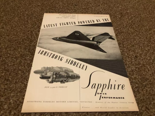 Ac43 Advert 11X8 The Gloster Ga5 Delta - Armstrong Siddeley Sapphire