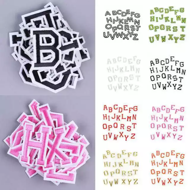 26 Alphabet English Letters Set Embroidered Patches Iron On Sew On Badge  Fabric