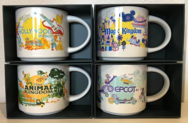 Disney Starbucks Discovery Series Full Size Mugs - Four Parks - Mk Ak Hs Epcot!