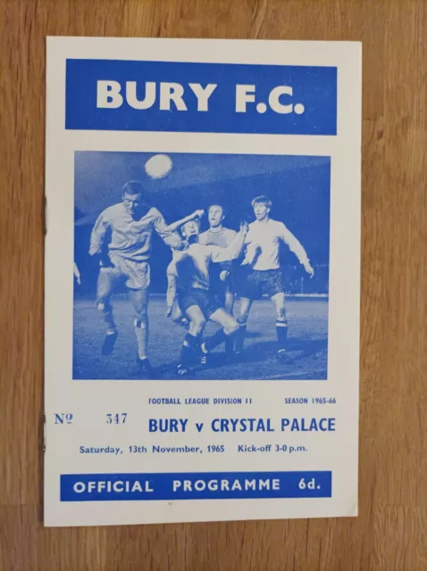 1965/66 - Bury v Crystal Palace - D2 Programme - 13.11.65.