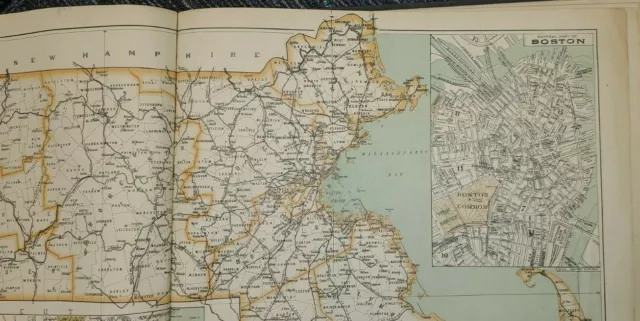 1899 Massachusetts And Boston Geo H. Walker Atlas Map 3