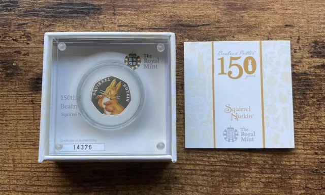 2016 Fifty Pence 50p Beatrix Potter Squirrel Nutkin Silver Proof Royal Mint