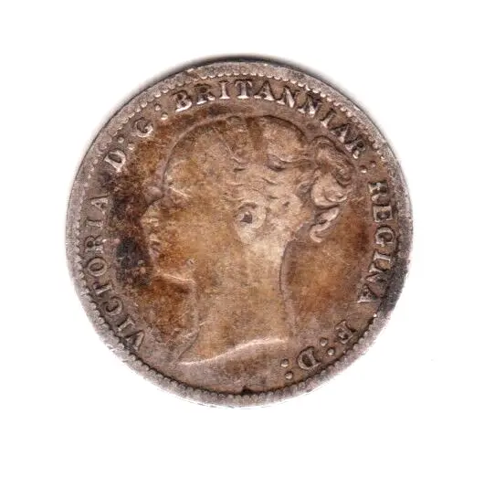 1883 Great Britain Victoria Sterling Silver Threepence.