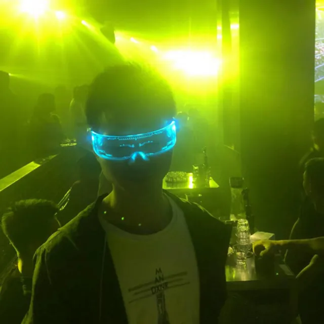 Rave Costume LED Glasses Clear Lenses Visor EL Wire Neon Luminous Light Up