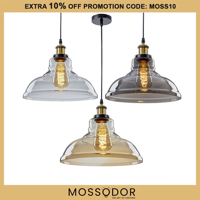 Retro Modern Vintage Glass Ceiling Pendant Industrial Light Shade Chandelier