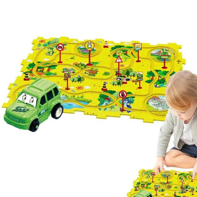 DIY Assembling Electric Trolley,Children's Educational Puzzle Track Car Play-Set