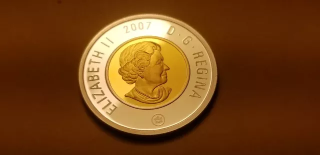 Canada 2007 Proof Gem Beauty Silver Gold Plated $2 Coin.