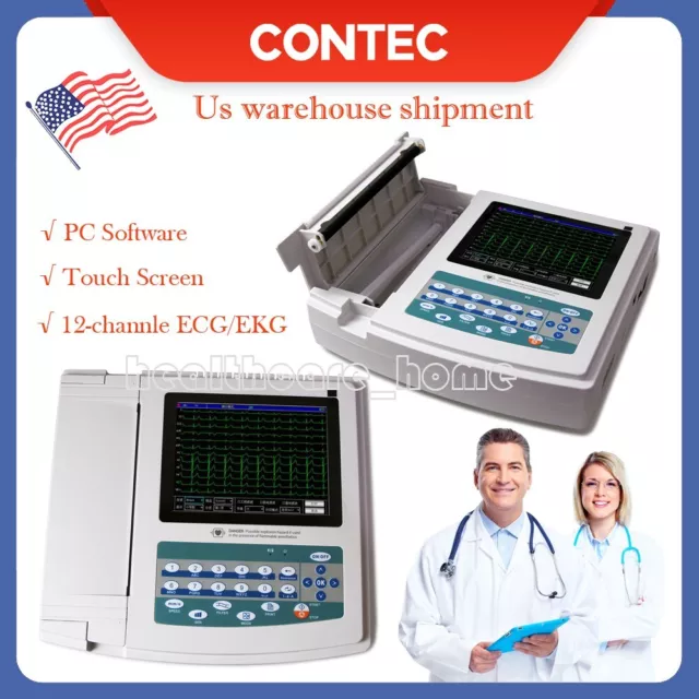 CONTEC ECG1200G Digital 12 channel/lead EKG+PC Sync software, Electrocardiograph