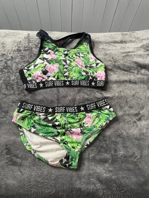 river island surf vibes bikini girls age 9-10 bold print (e7)