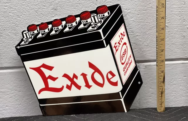 Exide Battery Metal Diecut Sign Automotive Gas Oil Garage Car Truck Quality