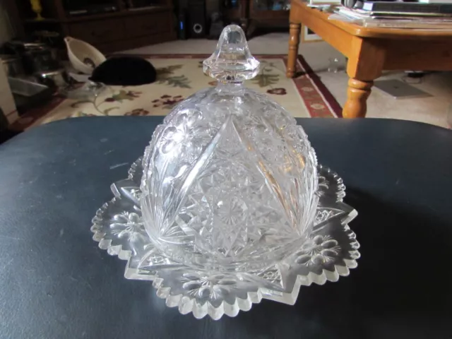 Imperial EAPG La Rochelle Cosmos #474 Clear Glass Domed Butter or Cheese Dish