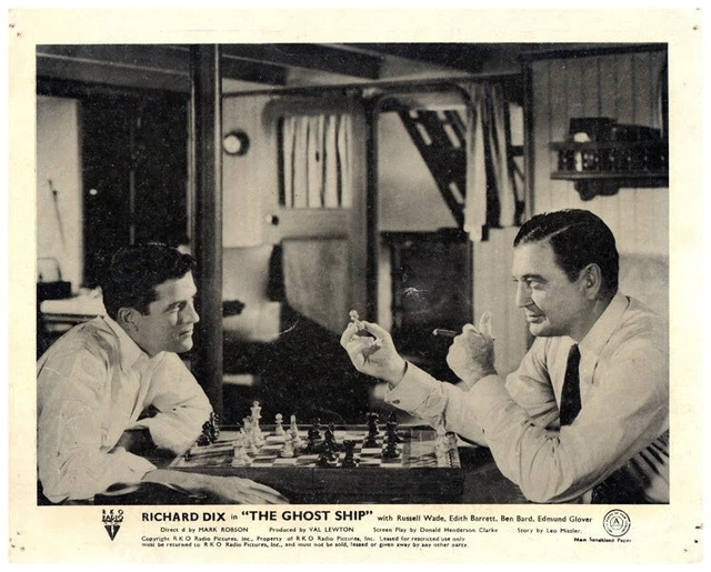 The Ghost Ship Original Lobby Card Richard Dix Russell Wade  playing chess 1943
