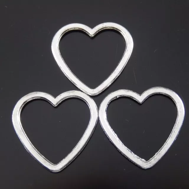 50 Stück Antike Silber Legierung Einfaches Herz Form Anhänger Charme Kunst 37707