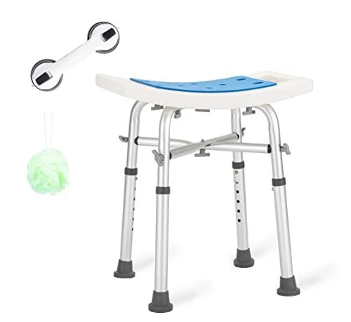 Heavy Duty Shower Chair 500lb, Padded Bath Seat with Assist Grab Bar; Tool