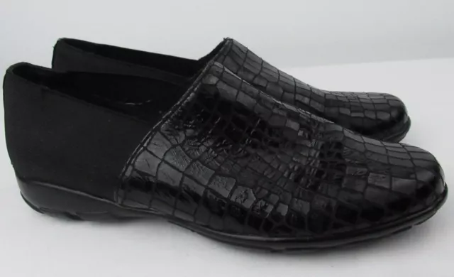 Ditto by Van Eli 7 Black Leather Comfort  Shoe Slip On Loafer Stretch  Flats