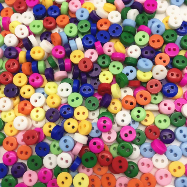300 6mm ROUND TINY SMALL RESIN DOLL BUTTONS MIX COLOURS CRAFT  SCRAPBOOK SEWING