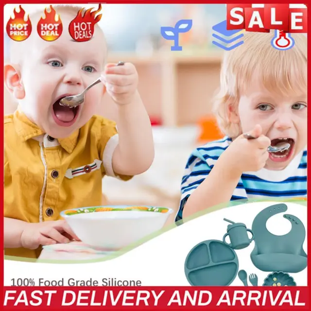 Juego de 6 piezas/juego de vajilla para bebés de silicona sin BPA juego de alimentación para bebés para niños