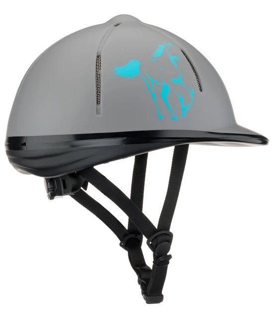 Leichter Kinder Reithelm "Ride a Head" grau/blau Gr. M (Kopfumfang ca. 53-57 cm)