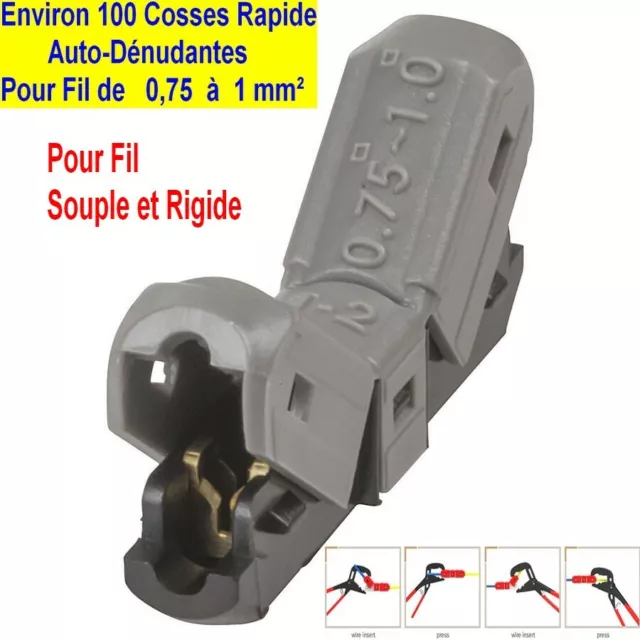 100 COSSES Borne Connexion Auto Dénudant,Connecteur,Connectors JOW  0,75 à 1 mm²