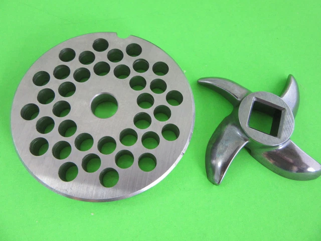 #22 x 5/16" Meat Grinder PLATE & KNIFE STAINLESS fits Hobart Tor-Rey LEM MTN etc