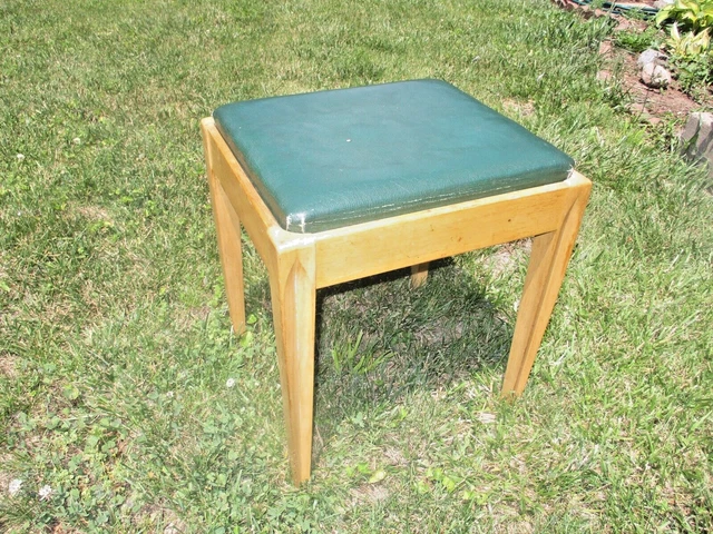 Singer Sewing Machine Cabinet Bench Tapered, Fluted Leg Mid Century Blonde Stool