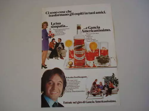 advertising Pubblicità 1974 GANCIA e FRED BONGUSTO