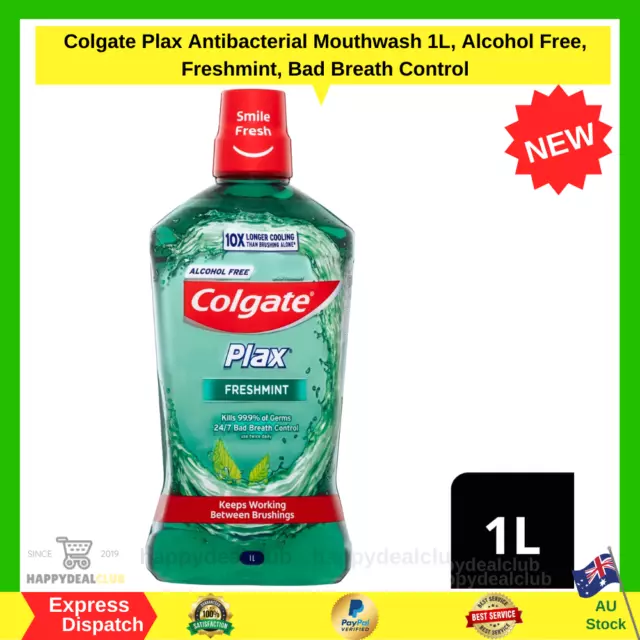 Colgate Plax Alcohol Free Antibacterial Gentle Mouthwash Freshen Breath Mint 1L