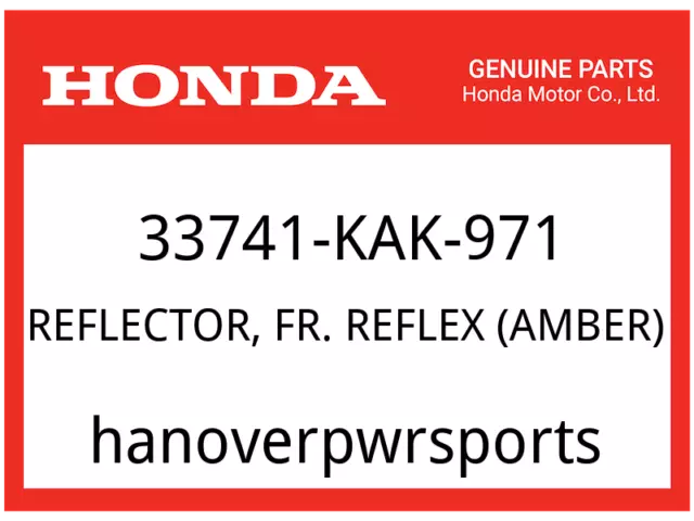 Honda OEM Part 33741-KAK-971 REFLECTOR, FR. REFLEX (AMBER)