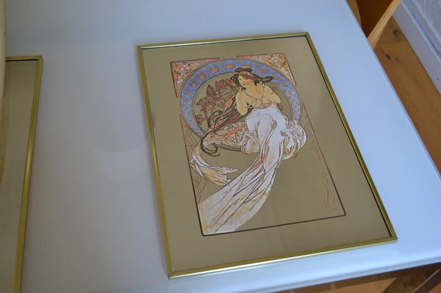 Specchio Vintage " I Arti : La Musica " Dopo Mucha 38/28 CM Cornice Alluminio