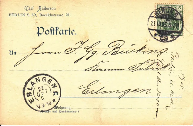 Post Deutschland Deutsches Reich Bedarfskarte, Berlin 21.10.05