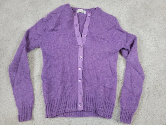 Braemar 100% Scottish Shetland Wool Purple Cardigan Sweater Womens Size 40