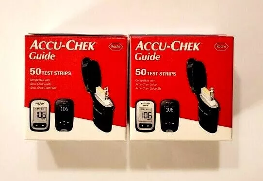 Nuevas tiras reactivas para diabéticos guía Accu-Chek al por menor 100 quilates con vencimiento 05/24 y 07/24