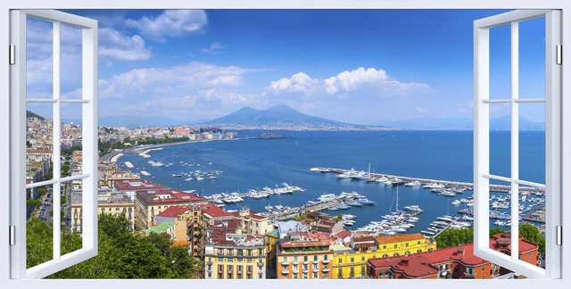 QUADRO STAMPA SU Tela con Telaio in Legno Arredamento Finestra pontile tramonto EUR 49,00 - IT