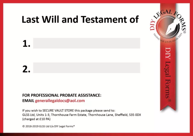 LAST WILL AND TESTAMENT KIT,  NEW 2024 Edition, SUITABLE for 1 or 2 PERSONS. 2