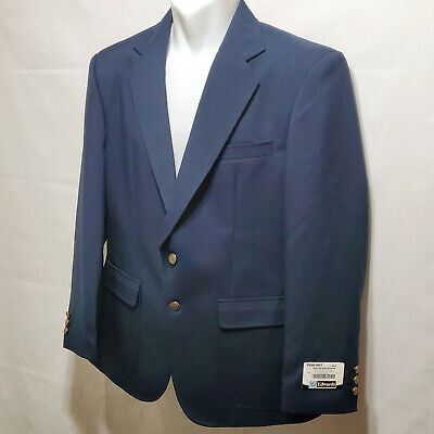 New! Edwards Boy's Navy Blue 2 Gold Button Textured Woven Suit Jacket Blazer