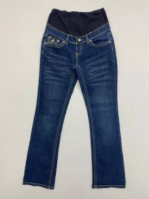 Denim diva maternity jeans size medium women blue straight dark wash denim