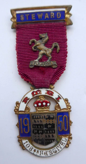 Lodgenabzeichen 1950 Steward's 108. Festival Medaglia Smaltato