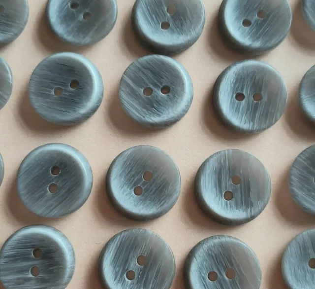 10 x 15mm Lavender Grey Round Grill Plastic Buttons - LK008