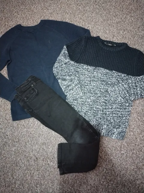 Boys Outfit Next/George Jumpers And River Island Jeans 7-8 Years