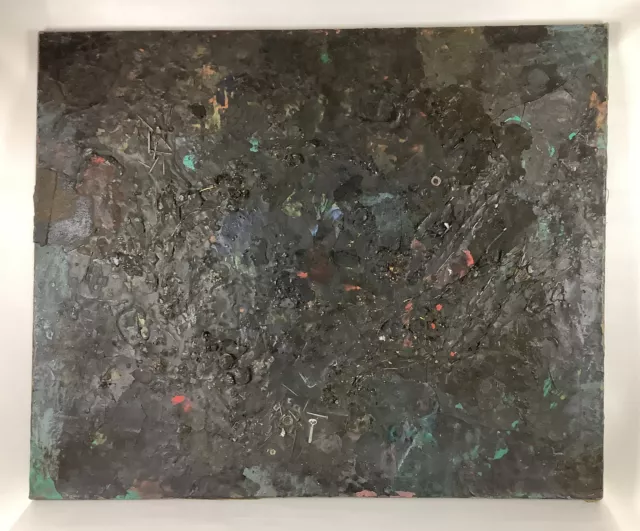 morris shulman abstract expressionist art mosaic wood frame Canvas 40” X33”