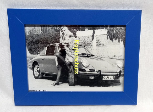 Porsche 911 / S  - 1966 - in Holz / Echtglas gerahmt - 16 x 21 cm