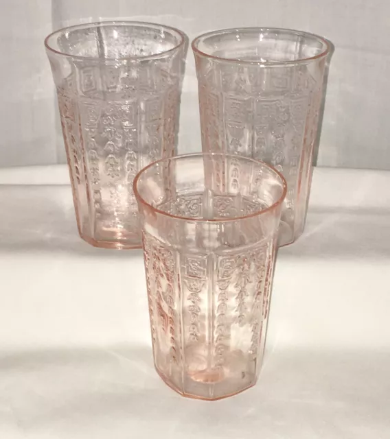 3 Anchor Hocking PRINCESS PINK *3 1/2" JUICE TUMBLERS*