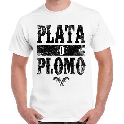PLATA o Plomo Narco Pablo Escobar COOL Regalo Retrò t shirt 2389