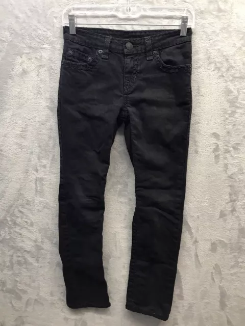 True Religion Geno Super T Boys 12 Jeans Black Big Stitch Horeshoe Pockets.