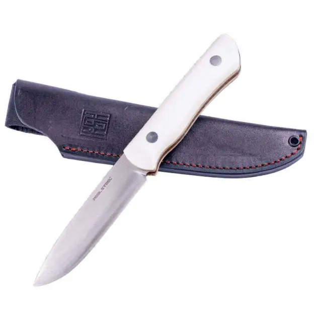 Real Steel Bushcraft III Convex White G10 Outdoormesser Lederscheide ✔️ 02RE099