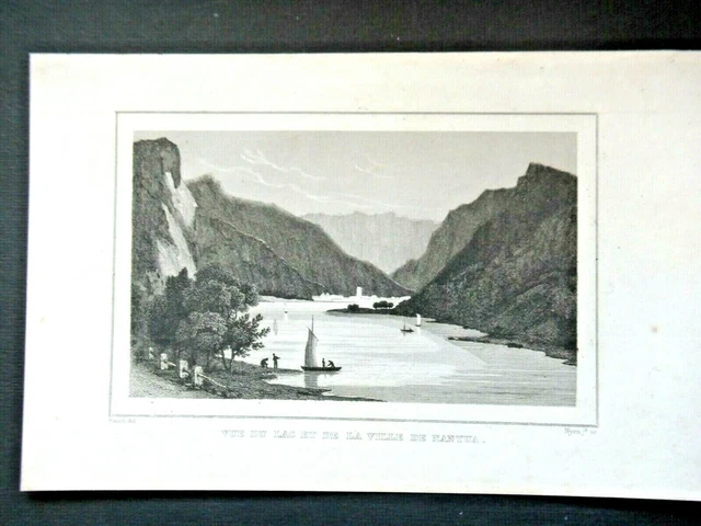 ANTIQUE 19th century ENGRAVING - LAKE AND CITY VIEW OF NANUA - AIN