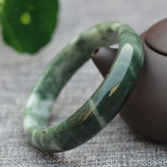 Bracelet Bangle Jade Midnight Green HQ A++ Stone 100% Natural Handmade Woman UK