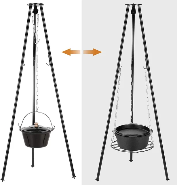 Dreibein Grill BBQ Höhenverstellbare Kette Dreibein 10kg 1.3M Dutch Oven Faltbar
