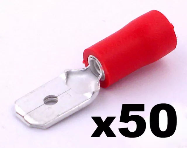 50x Red Male 6.3mm Spade Connector Insulated Crimp Terminals Electrical Wiring