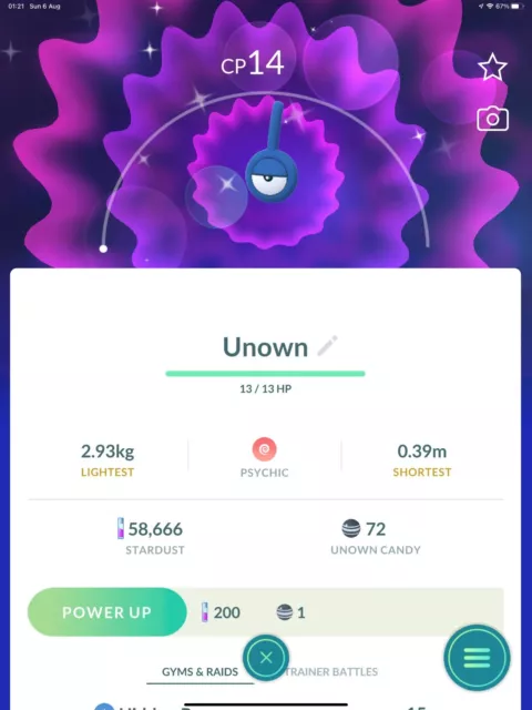 Pokémon Go fest * Shiny Unown M *- TRADE registered - Description